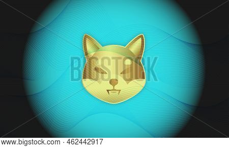 Shiba Virtual Currency Visuals On A Colorful Background. 3d Illustrations.