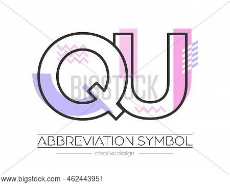 Letters Q And U. Merging Of Two Letters. Initials Logo Or Abbreviation Symbol. Vector Illustration F