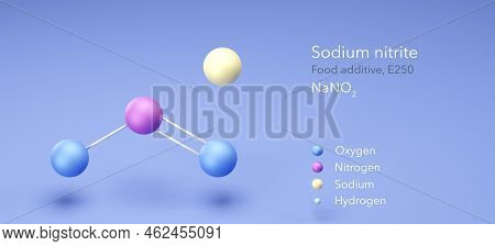 Sodium Nitrite, Molecular Structures, Food Additive, E250, 3d Model, Structural Chemical Formula And