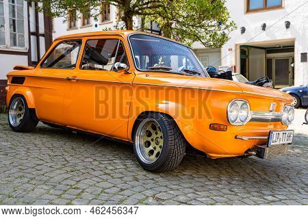 Schieder-schwalenberg, North Rhine-westphalia, Germany, May 8, 2022: Classic Car Show. The Car Nsu_p