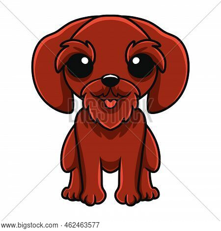 Vector Illustration Of Cute Pudelpointer Dog Cartoon Sitting