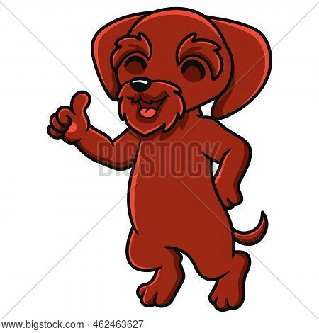 Vector Illustration Of Cute Pudelpointer Dog Cartoon Giving Thumb Up