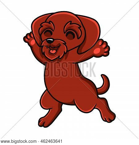 Vector Illustration Of Cute Pudelpointer Dog Cartoon Running