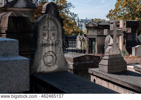 Tombstones At Pere-lachaise Cemetery In Paris, France
