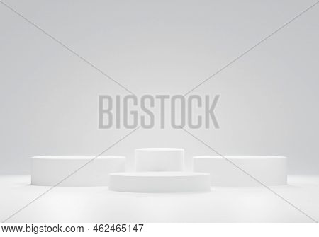 Modern Podium 3d Rendering Illustration Cosmetic Product Presentation And Display Stand. Abstract Ba