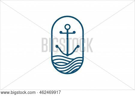 Anchor Icon. Illustration Of A Sea Anchor Isolated On A White Background. Anchor Symbol In Line Art 
