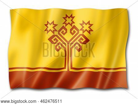 Chuvash State - Republic -  Flag, Russia Waving Banner Collection. 3d Illustration