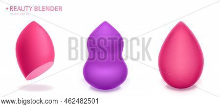 Beauty Blenders Set, Sponges For Makeup Powder, Concealer And Foundation, Pink And Purple Make Up Ap
