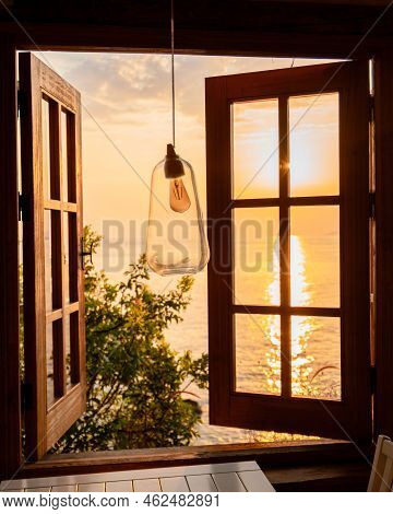 Restaurant At The Cliffs Looking Out Over The Ocean Of Fethiye, Faralya Coast Fethiye Turkey,
