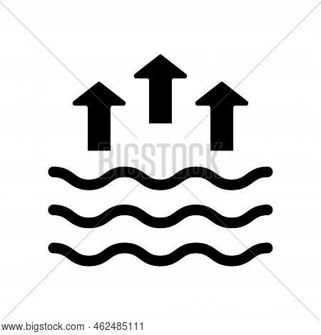 High Tide Silhouette Icon. Waves On The Sea Or Ocean Black Icon. Vector Isolated Illustration