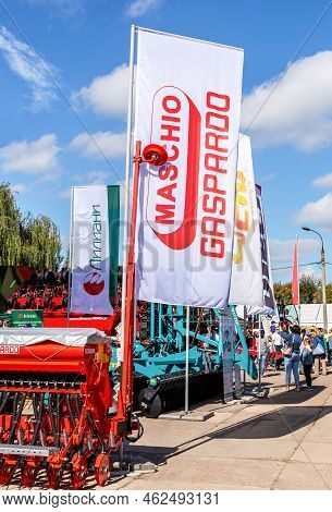 Samara, Russia - September 24, 2022: Dealership Flag Of Maschio Gaspardo Company At The Annual Volga
