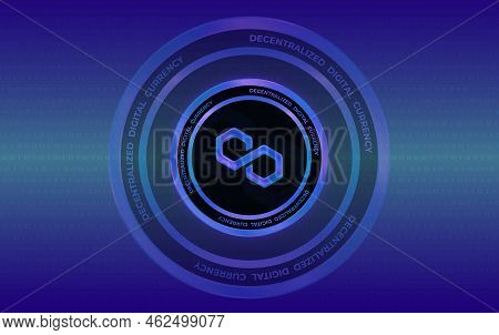 Polygon-matic  Virtual Currency Images. 3d Drawings. Coin Logo