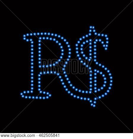 Real Brazil Vector Isolated Icon With Neon Effect.