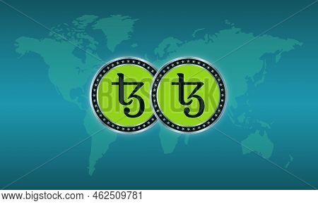 Tezos-xtz Virtual Currency Images. 3d Drawings. Coin Logo