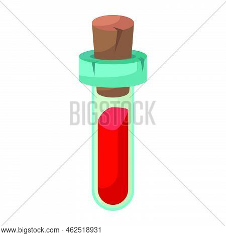 Game Icon Of Bottle With Poison Or Elixir. Cartoon Container For Health Or Energy. Magical Liquid In