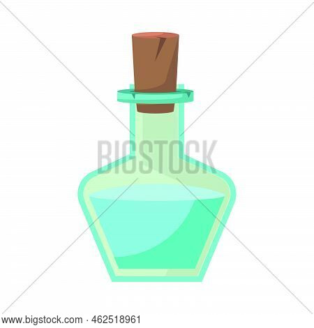 Game Icon Of Bottle With Poison Or Elixir. Cartoon Container For Health Or Energy. Magical Liquid In