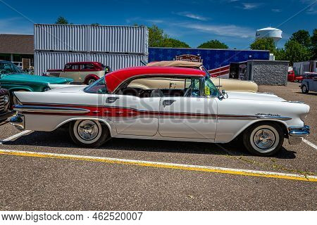 Falcon Heights, Mn - June 18, 2022: High Perspective Side View Of A 1957 Pontiac Star Chief 4 Door H