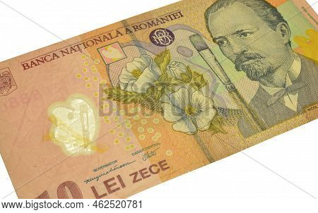 Obverse Of 10 Lei Banknote Printed By Romania, That Shows Portrait Of Painter Nicolae Grigorescu, Ma
