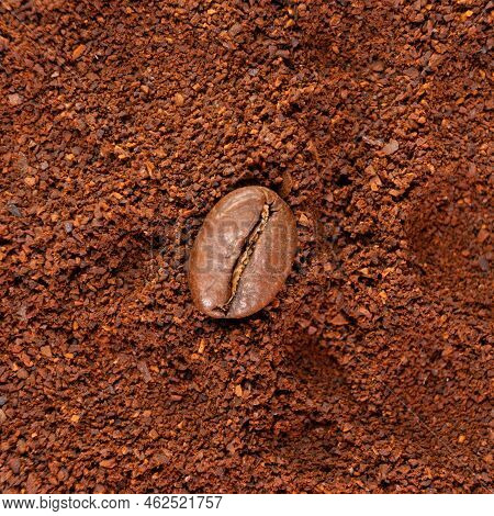 Ground Coffee Ready For Brewing, Top View Of Coffee.