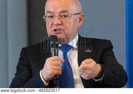 Bucharest, Romania - September 22, 2022: Emil Boc, Mayor Of Cluj-napoca, Speak During A Conference I