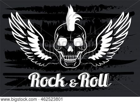 Rock And Roll Hand Drawn Sign. Rock Night Party Poster. Rock Music Festival Flyer. Vintage Styled Ro
