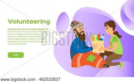 Volunteering Online, Help People With Disabilities, Assistance. Charity Donation Website Landing Pag