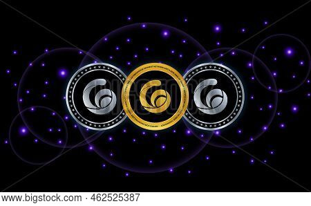 Radio Caca Crypto Currency Images. 3d Illustration. Digital Coins.