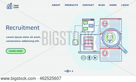 Human Resource Management And Hiring Concept. Job Interview, Recruitment Agency Program Design. Web 