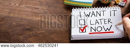 Want Now Demanding Impatient People. Gratification Concept