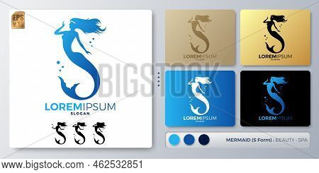 Mermaid Vector Illustration Logo Design. Blank Name For Insert Your Branding. Designed With Examples