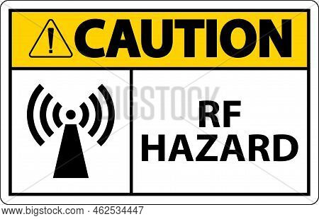 Caution Rf Hazard Sign On White Background