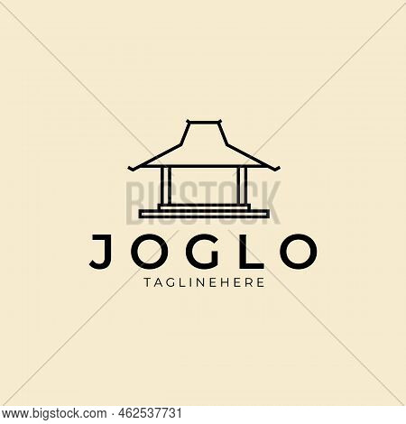 Joglo House With Line Art Logo Icon Template Design