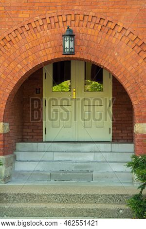 East Lansing Mi - May 14, 2022: Partially Hidden Entrance Door To Eustace Hall