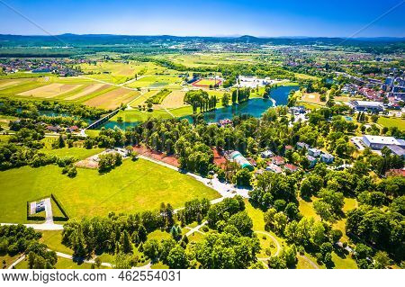 Aerial View Of Korana River And Green Landscape In Town Of Karlovac, Central Croatia