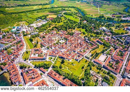 Six Pointed Star Fortress Town Of Karlovac Aerial View, Central Croatia