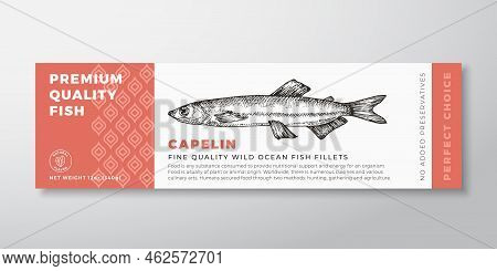 Premium Quality Capelin Vector Packaging Label Design Modern Typography And Hand Drawn Fish Silhouet