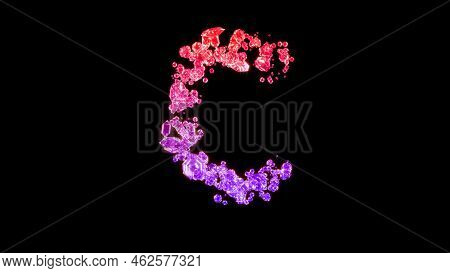 Fancy Fashion Gem Stones Font, Red And Purple Letter C, Isolated - Object 3d Rendering