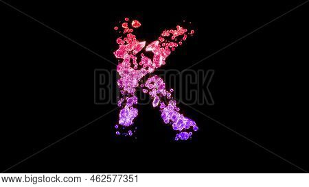 Fancy Luxury Diamonds Font, Red And Pink Letter K, Isolated - Object 3d Rendering