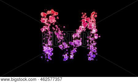 Fancy Glamour Gems Font, Red And Pink Letter M, Isolated - Object 3d Rendering
