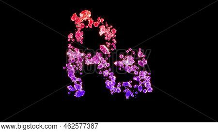 Fancy Glamorous Gemstones Font, Red And Purple Rupee Symbol, Isolated - Object 3d Rendering