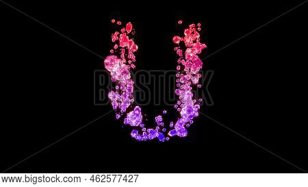 Fancy Luxury Gems Font, Red And Purple Letter U, Isolated - Object 3d Illustration