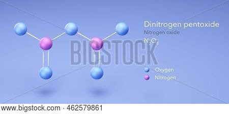 Dinitrogen Pentoxide, Molecular Structures, Nitrogen Oxide, 3d Model, Structural Chemical Formula An