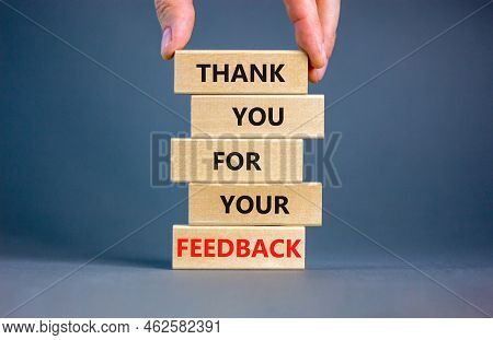 Thank You For Feedback Symbol. Concept Words Thank You For Your Feedback On Wooden Blocks On A Beaut