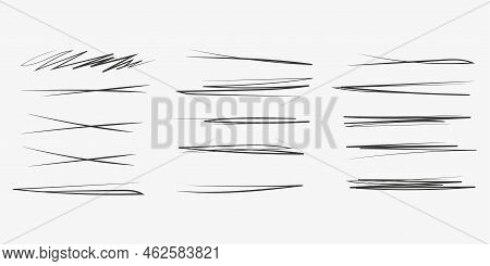 Hand Drawn Scribble Lines. Doodle Marker Line Stripes Collection. Swift Crossed And Wavy Underlines.