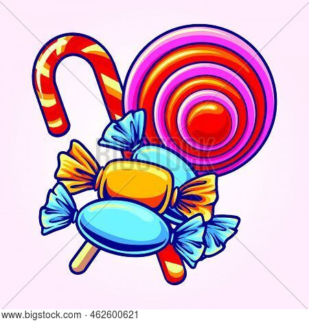 Cute Candy Sweet Lollipop Illustration Vector Illustrations For Your Work Logo, Merchandise T-shirt,