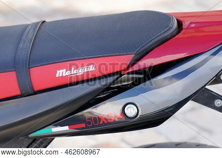Bordeaux , Aquitaine  France - 09 27 2022 : Malaguti Motorcycle New Modern Italian Maker Of Motorbik