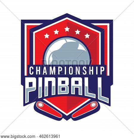 Pinball Game Arcade Vintage Retro Badge Emblem Hipster Logo Vector Icon Illustration. Pinball Champi