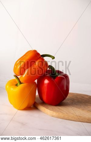 Bulgarian Pepper Of Different Colors On A White Background