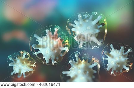 Microbial Colony. Virus In Living Cells. Reproduction Of Microorganisms, Germs And Viruses. Immunity