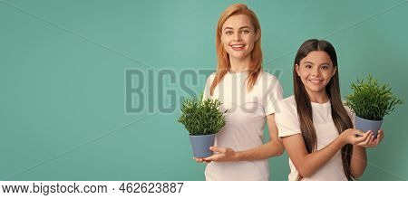 Mother And Daughter Child Banner, Copy Space, Isolated Background. Fostering And Adoption. Happy Ado